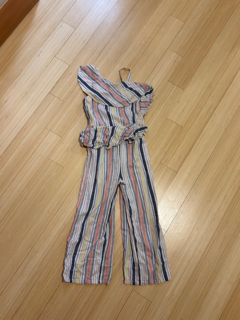 Girls Habitual Multi-Striped One-Shoulder Ruffle Jumpsuit